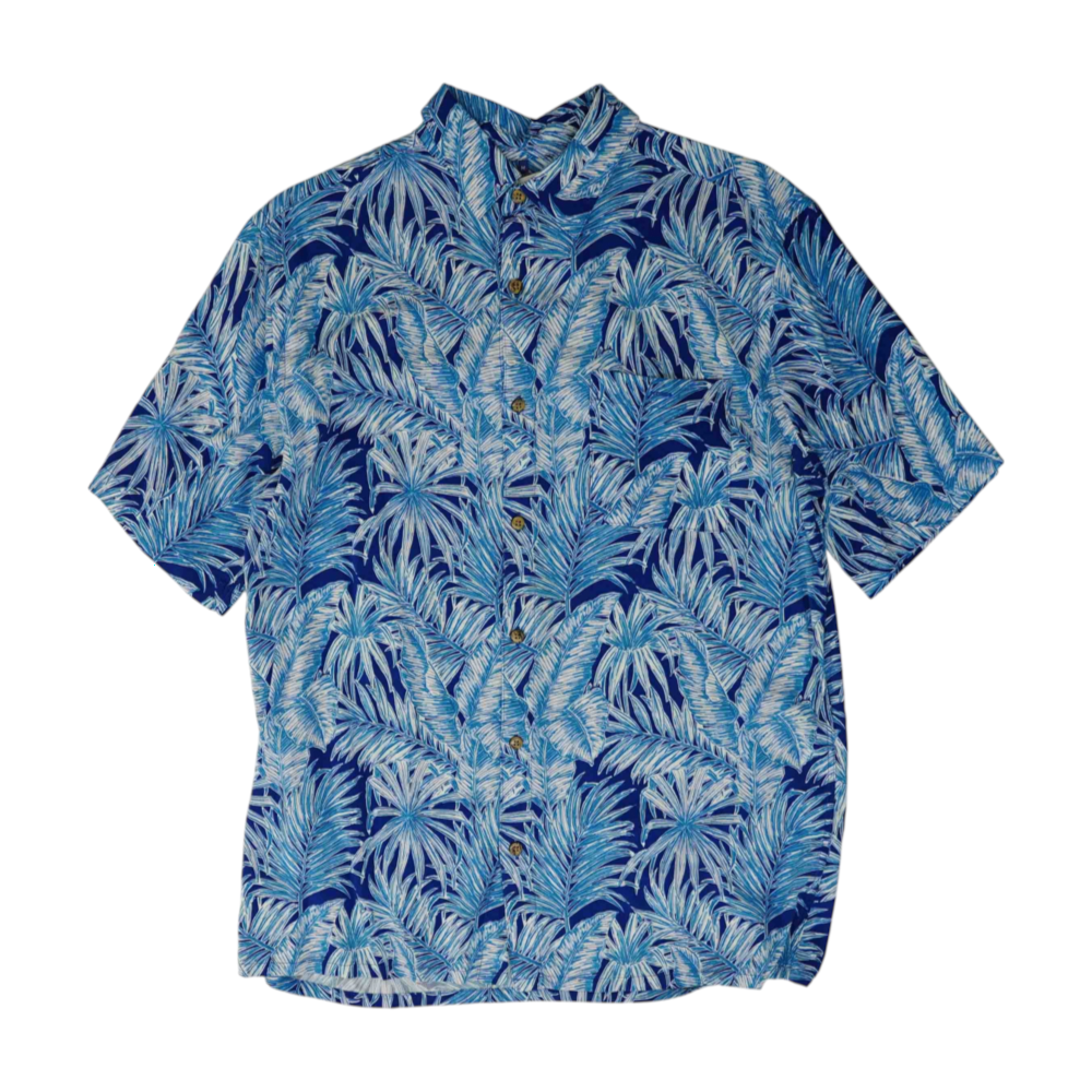 Blue Tropical Short Sleeve Button Down