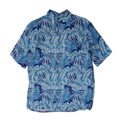 Blue Tropical Short Sleeve Button Down