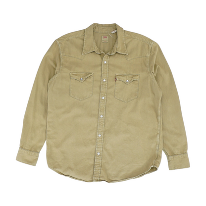 Khaki Solid Long Sleeve Button Down