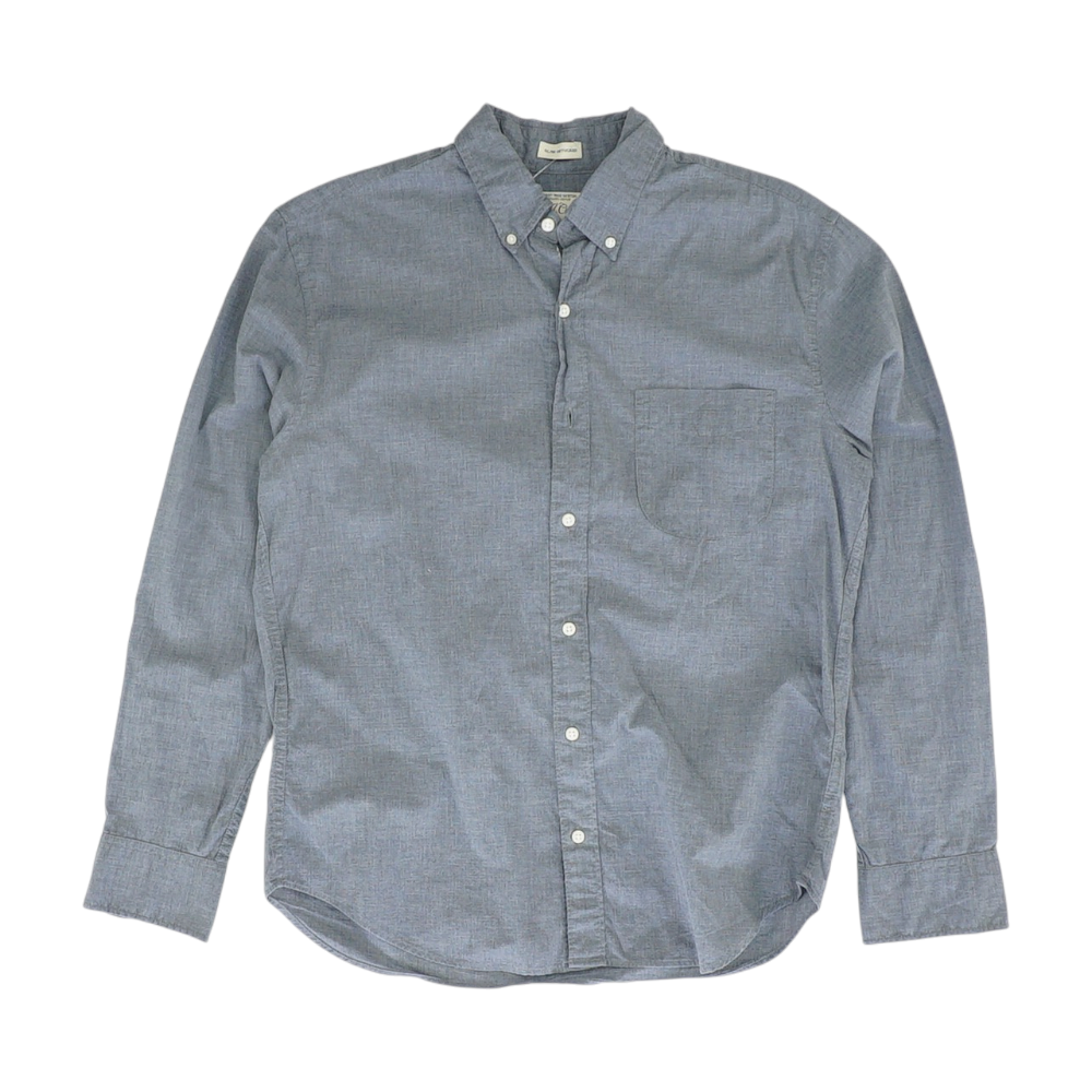 Gray Solid Long Sleeve Button Down