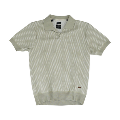 Tan Geometric Short Sleeve Polo