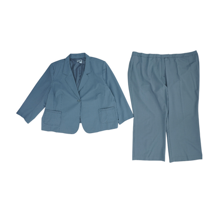 Gray Plus Solid Pant Suit