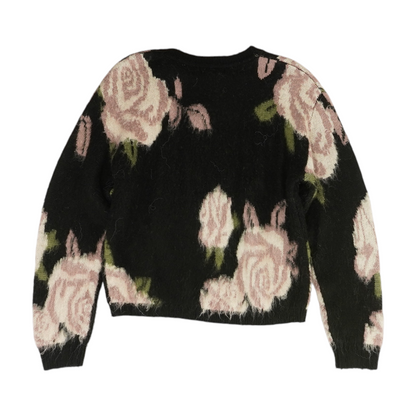 Black Floral Pullover Sweater