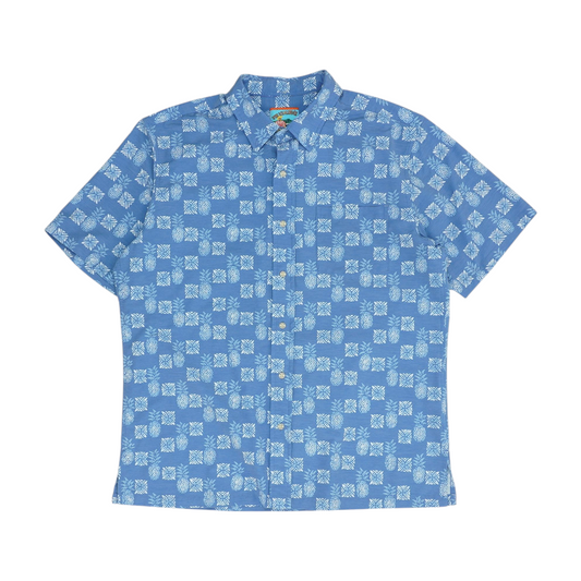 Blue Print Short Sleeve Button Down