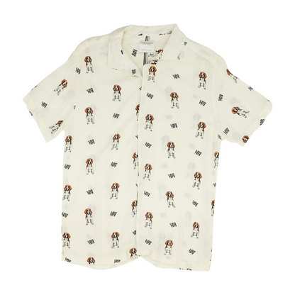 Ivory Print Short Sleeve Button Down