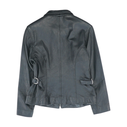 Black Solid Leather Jacket