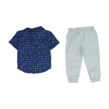 Navy Abstract Short Sleeve Set