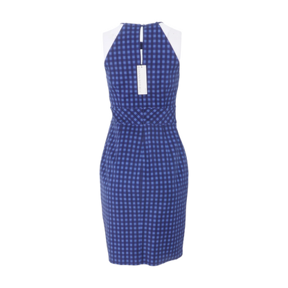 Navy Petite Check Midi Dress