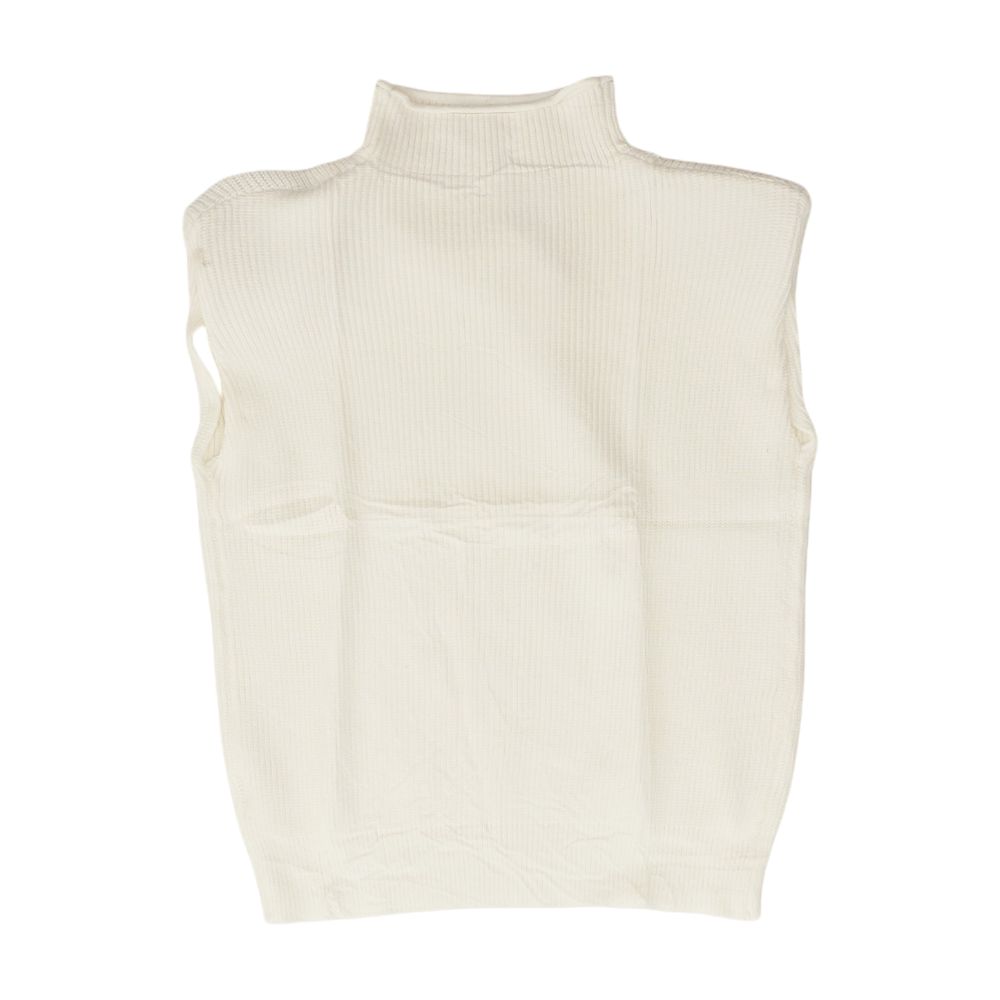 Fashion White Solid Mockneck Sweater – Image 1