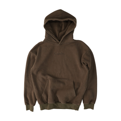 Brown Solid Hoodie Pullover