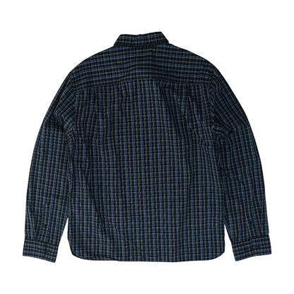 Navy Plaid Long Sleeve Button Down