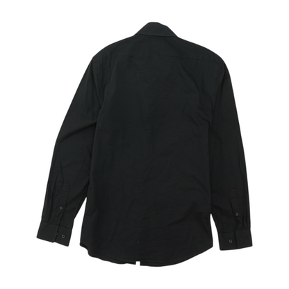 Black Solid Long Sleeve Button Down