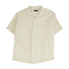 Beige Plaid Short Sleeve Button Down