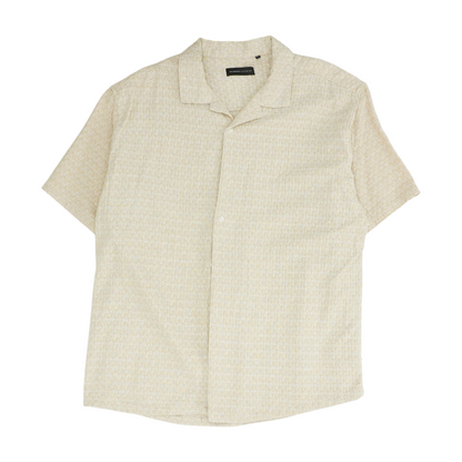 Beige Plaid Short Sleeve Button Down
