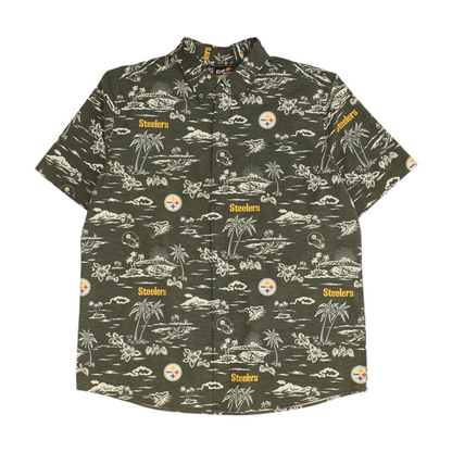 Gray Tropical Short Sleeve Button Down