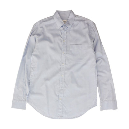 Blue Solid Long Sleeve Button Down