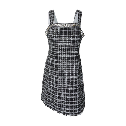 Black Plaid Midi Dress