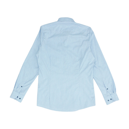 Blue Polka Dot Long Sleeve Button Down