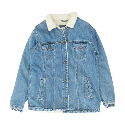 Blue Solid Denim Jacket