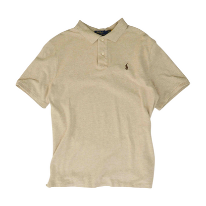 Beige Solid Short Sleeve Polo