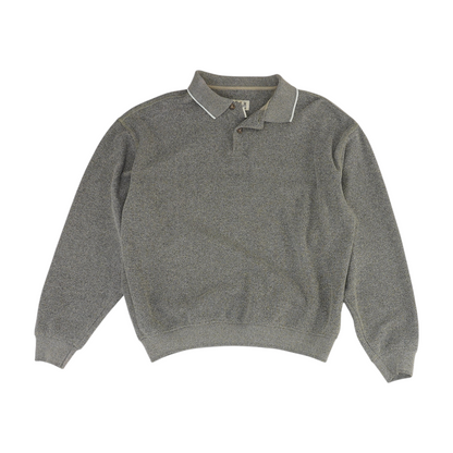 Vintage Gray Solid Long Sleeve Polo