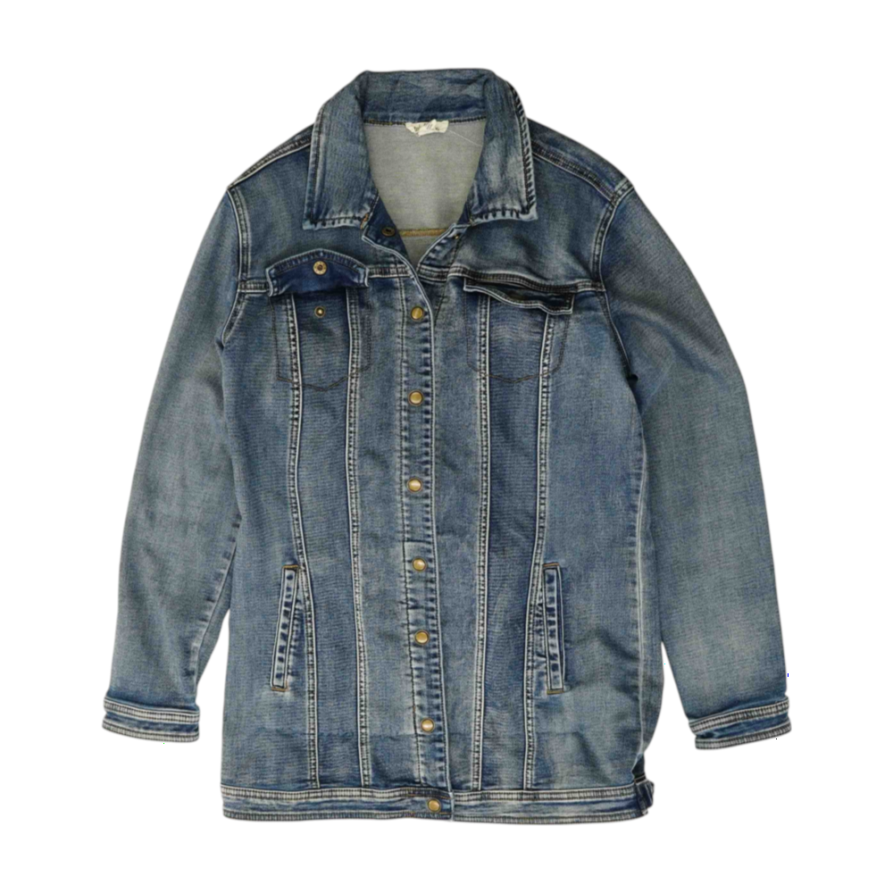 Blue Solid Denim Jacket