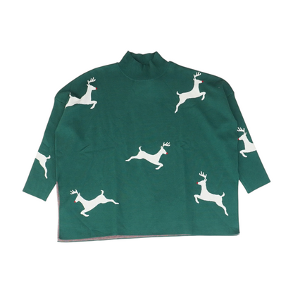 Green Graphic Pullover Sweater