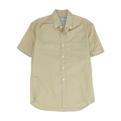 Tan Solid Short Sleeve Button Down