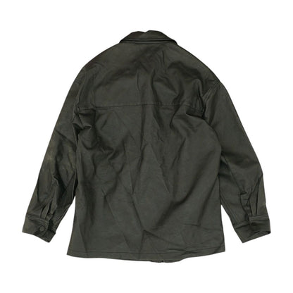 Black Solid Faux Leather Jacket