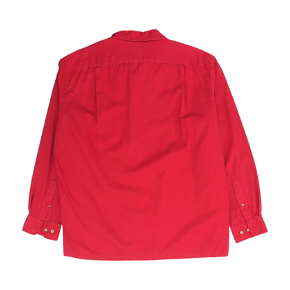 Red Solid Long Sleeve Button Down