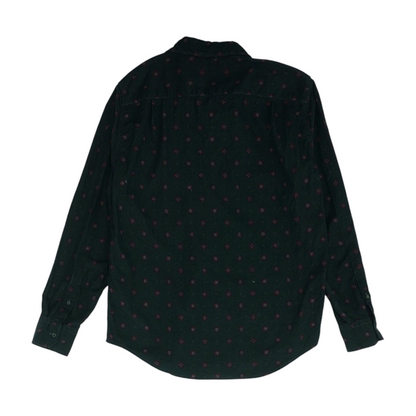 Green Print Flannel Button Down