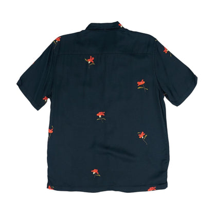 Black Floral Short Sleeve Button Down