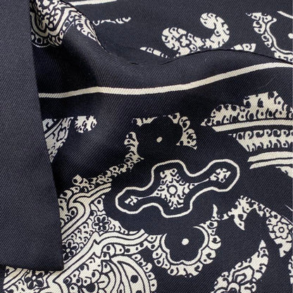 Black Alfie Print Silk Button Down Shirt