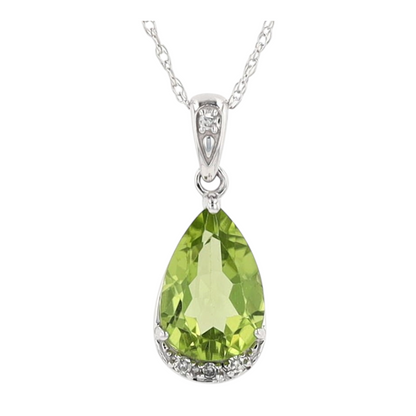 1 1/4 ctw 10K White Gold Peridot Pendant Necklace