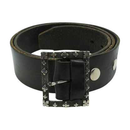 Leather Belt with Ornate Buckle