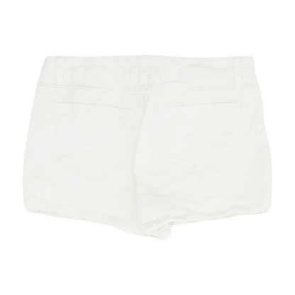 White Solid Denim Shorts