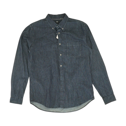 Blue Solid Flannel Button Down