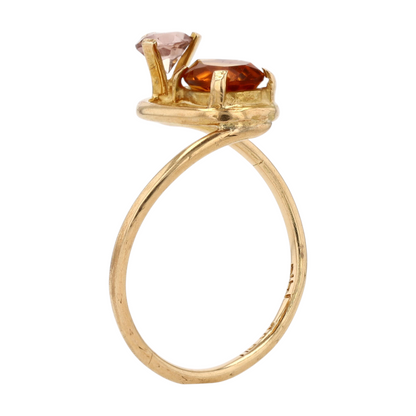 14K Yellow Gold Orange Stone Fashion Ring
