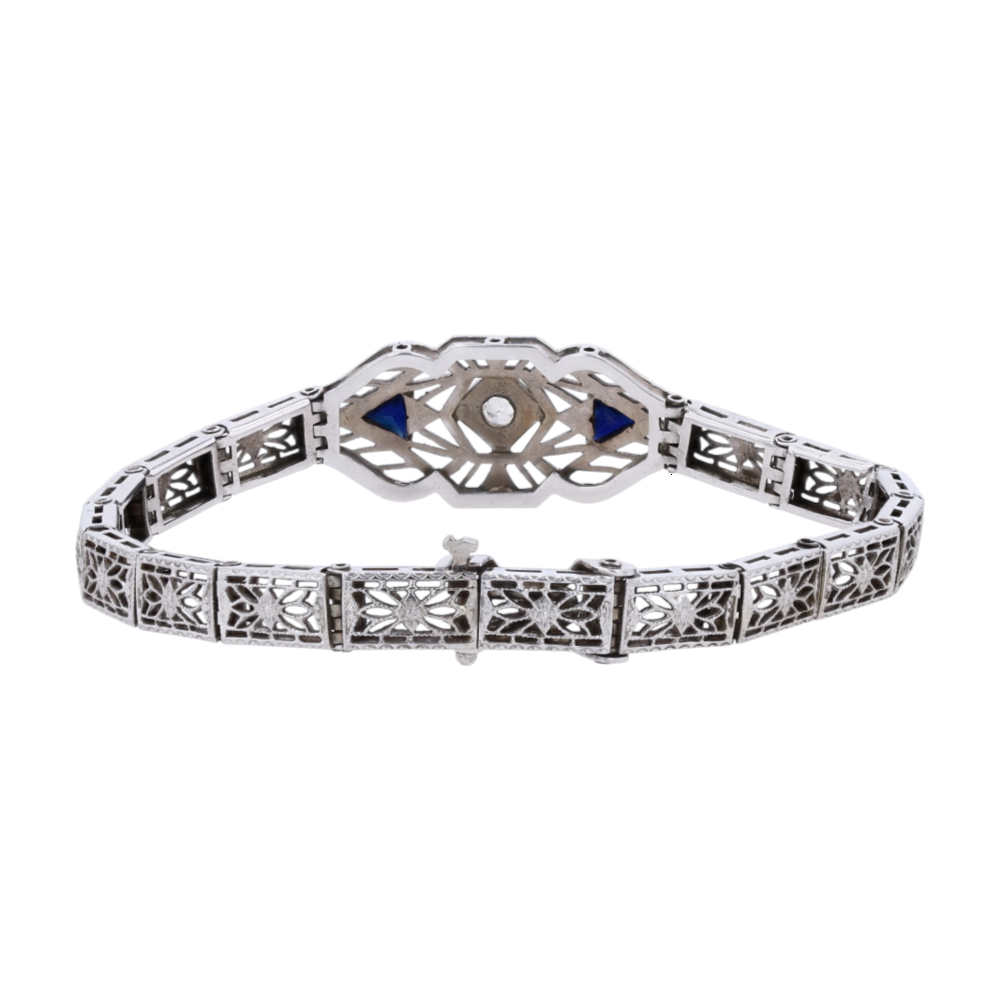 14K White Gold Diamond Chain Bracelet