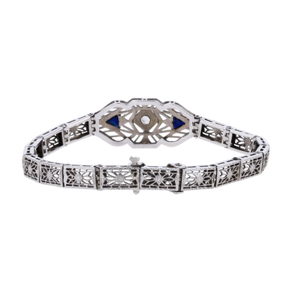 14K White Gold Diamond Chain Bracelet