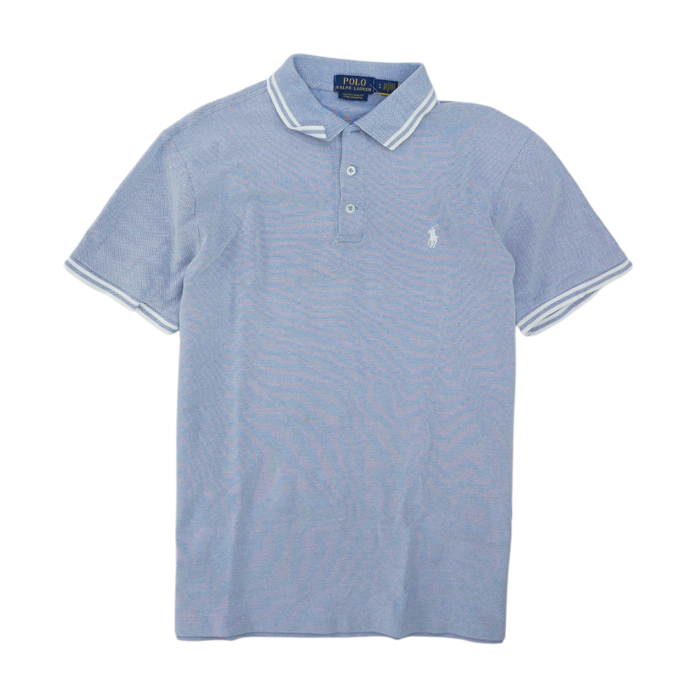 Blue Solid Short Sleeve Polo