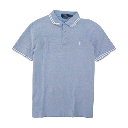 Blue Solid Short Sleeve Polo