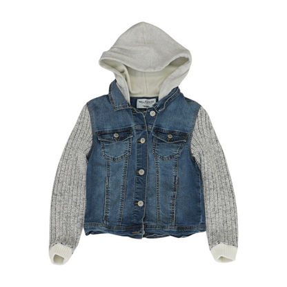Blue Solid Denim Jacket