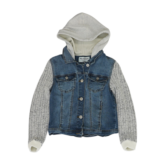Blue Solid Denim Jacket