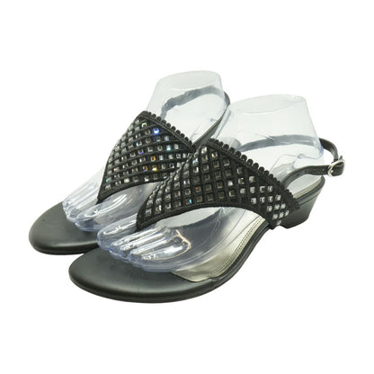Black Wedged Sandals