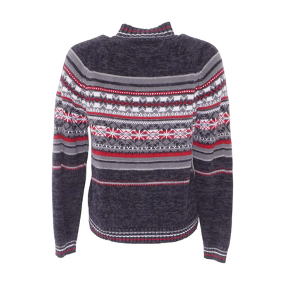 Gray Abstract Cardigan Sweater