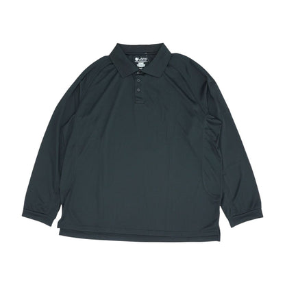 Black Solid Long Sleeve Polo