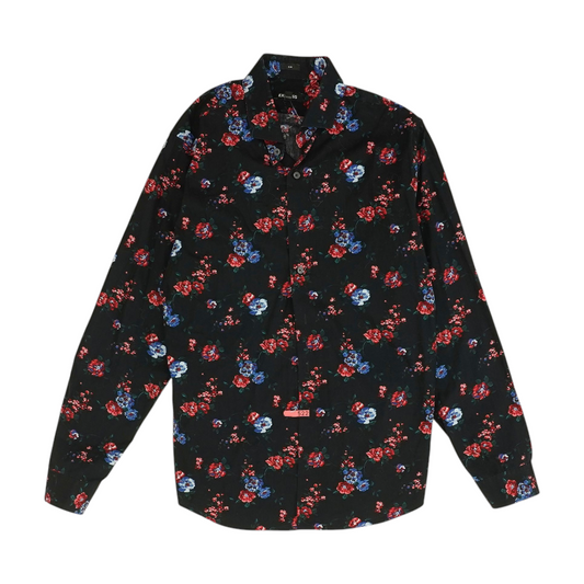 Black Floral Long Sleeve Button Down