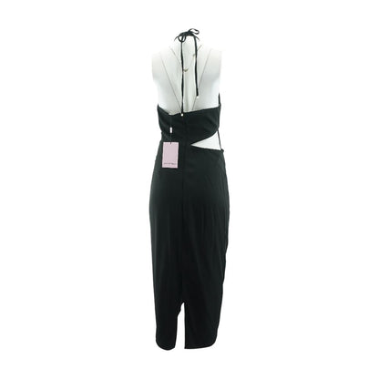 Black Solid Midi Dress