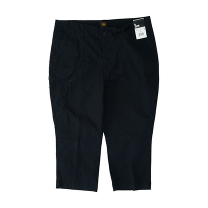 Black Solid Chino Capris